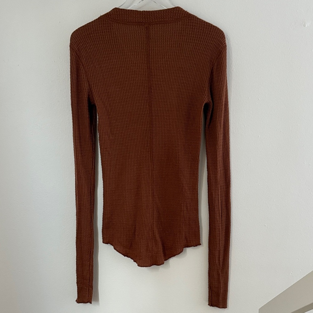 Free People Going Places Cardi Mocha Chocolate Brown Ribbed Button-Up Cardigan - Picture 7 of 8